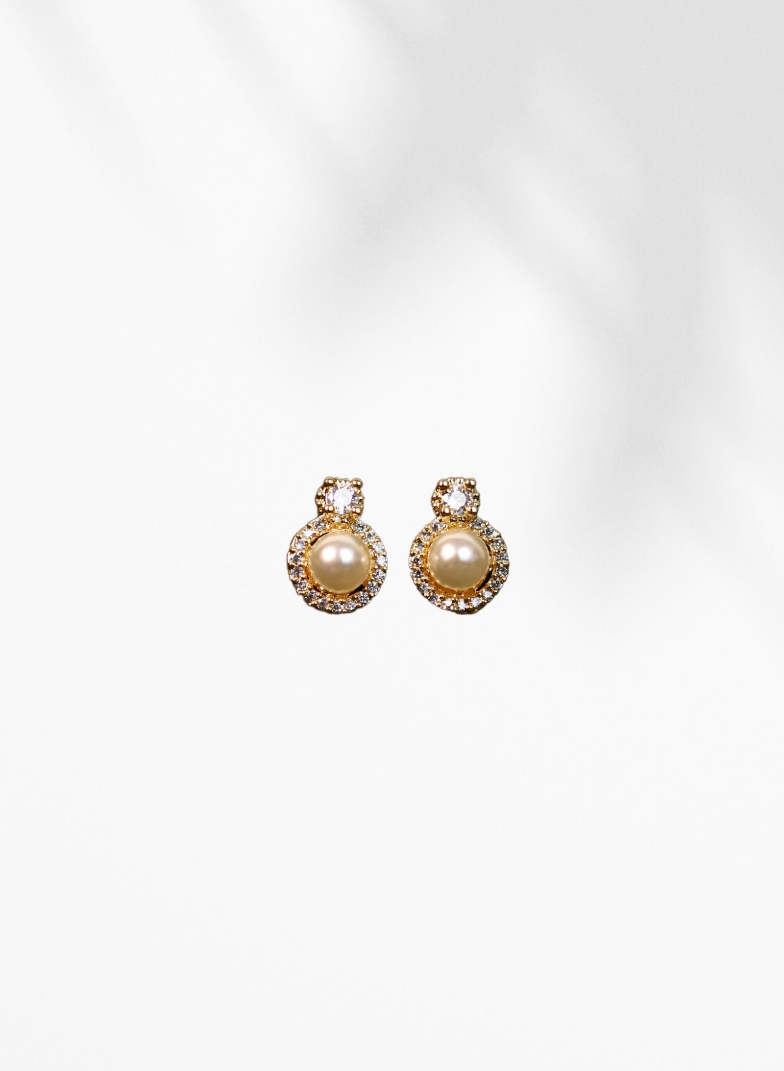 Gold Plated Pearl Stud Earrings for Women | Elegant Zircon Stone Designer Earrings for Party & Daily Wear