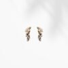 Minimal Leaf Stud Earrings for Women | Triple Crystal Drop Design