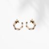 Star-Top Geometric Hoop Earrings for Women | Crystal-Studded Semi Hoops