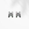 Minimalist Geometric Stud Earrings | Silver Dual-Bar Crystal Earrings for Women