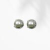 Elegant Green Pearl Stud Earrings with Crystal Accents