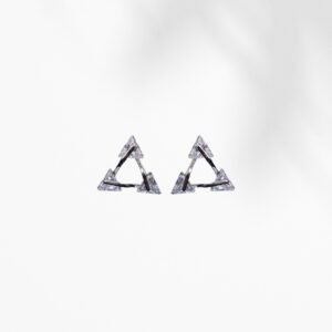Geometric Triangle Stud Earrings with Cubic Zirconia Detailing