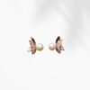 Butterfly Pearl Stud Earrings with Rose Gold Finish