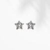 Crystal Starburst Stud Earrings in Silver Tone