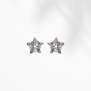 Crystal Starburst Stud Earrings in Silver Tone