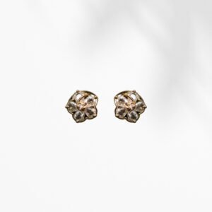 Gold Plated Floral Stud Earrings for Women | Crystal Flower Design Daily Wear Earrings