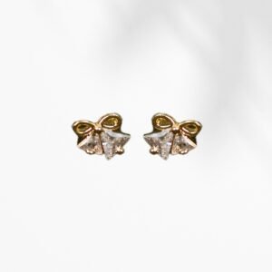 Bow Stud Earrings for Women | Dainty Ribbon Design with Sparkling Stones