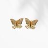 Golden Butterfly Crystal Studs